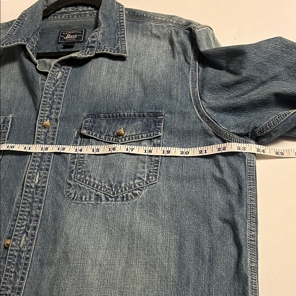 G.H. Bass & Co. Blue Denim Shirt Jacket Long Sleeve Sz XL EUC Classic Minimalist - Picture 4 of 6